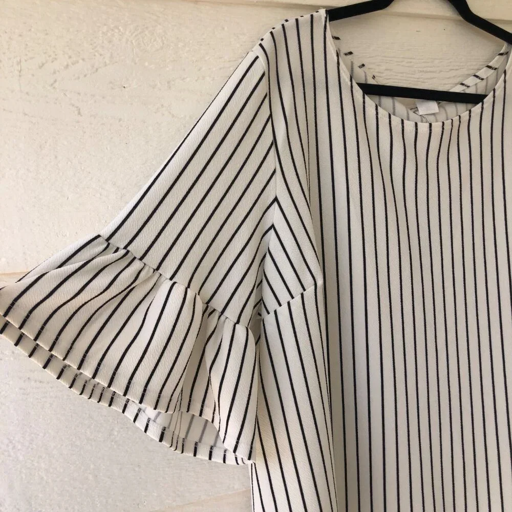 Moa Moa Women’s Summer Top Size 3X Flare Ruffle Sleeve Back Bow Detail - Picture 2 of 14